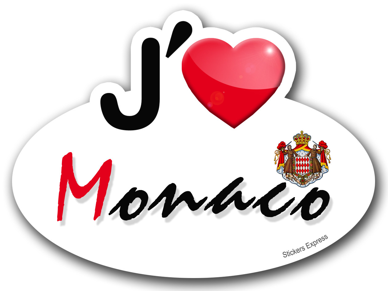 j'aime Monaco (15x11cm) - Sticker/autocollant