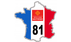 FRANCE 81 Midi Pyrénées - 10x10cm - Sticker/autocollant