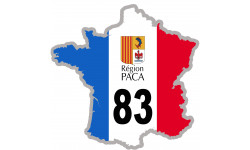 FRANCE 83 Région PACA - 10x10cm - Sticker/autocollant