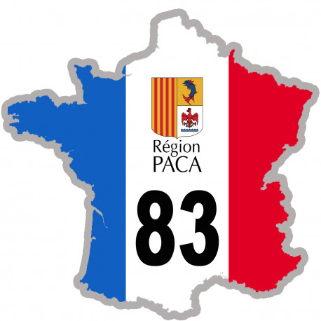 FRANCE 83 Région PACA - 10x10cm - Sticker/autocollant