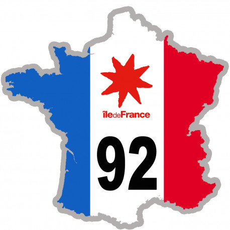 FRANCE 92 Ile de France - 10x10cm - Sticker/autocollant