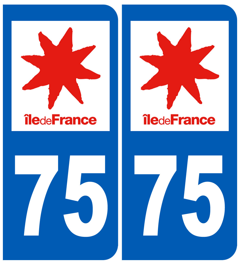 immatriculation 75 (Paris île de France) - Sticker/autocollant