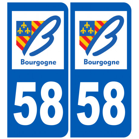 numéro immatriculation 58 région - Sticker/autocollant