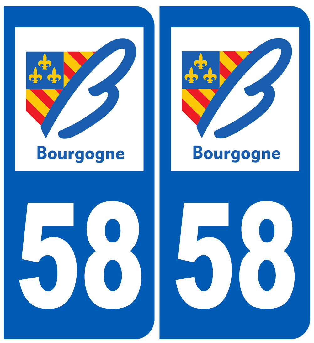 numéro immatriculation 58 région - Sticker/autocollant