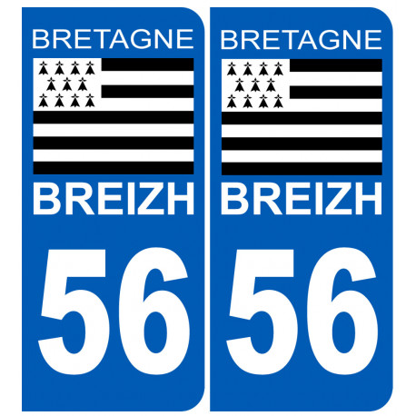 immatriculation 56 drapeau Breton - Sticker/autocollant