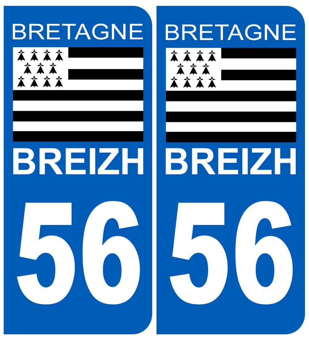 immatriculation 56 drapeau Breton - Sticker/autocollant