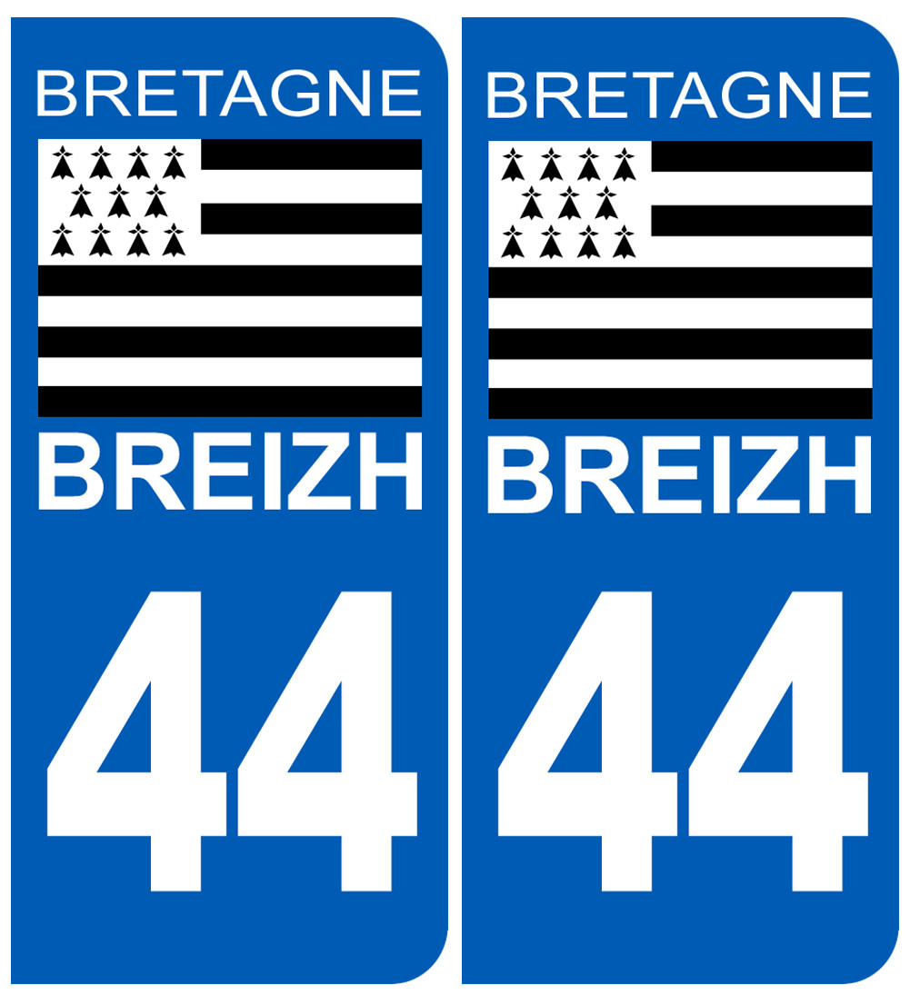 immatriculation 44 drapeau Breton - Sticker/autocollant