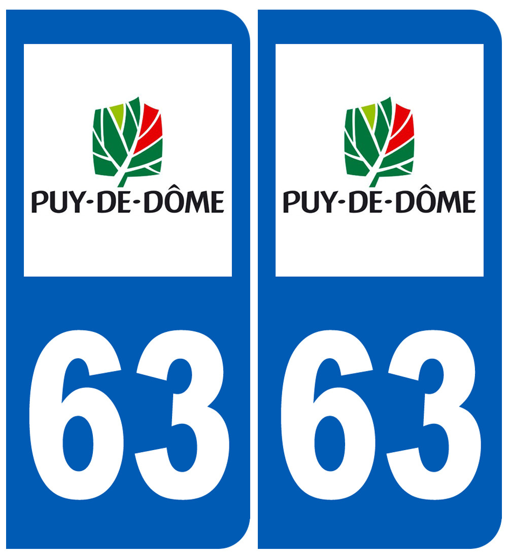 immatriculation 63 (Puy-de-Dôme) - Sticker/autocollant