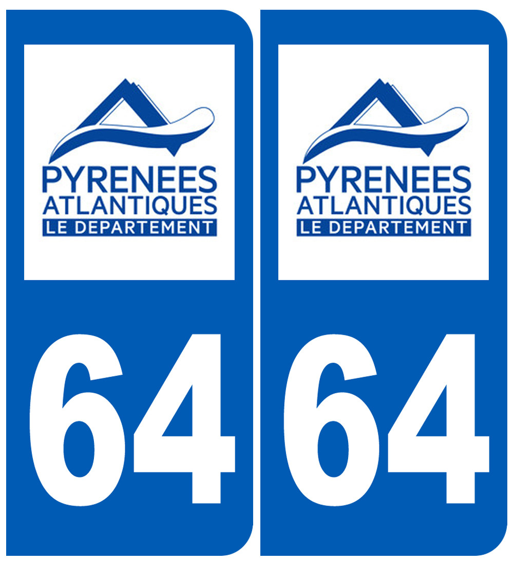 immatriculation 64 (Pyrénées-Atlantiques) - Sticker/autocollant