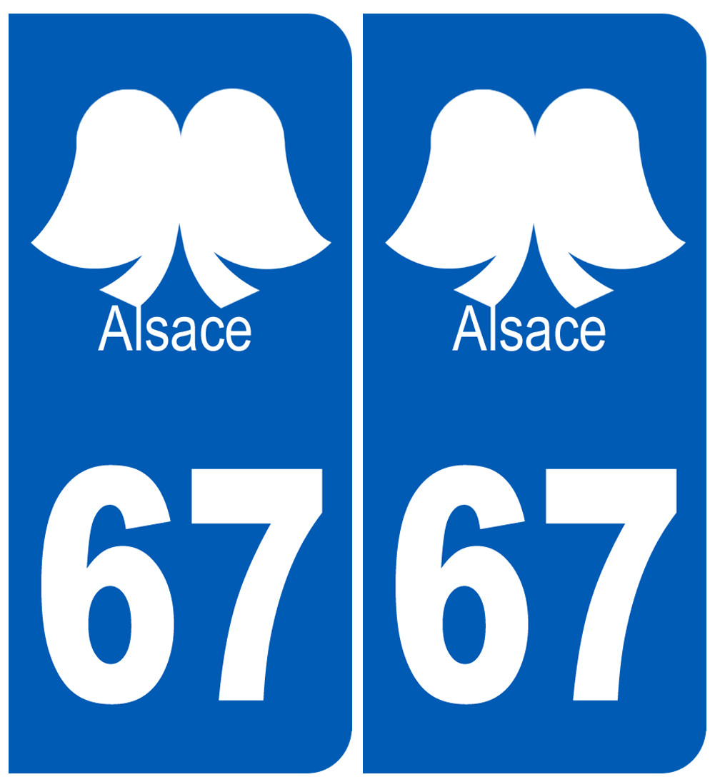 numéro immatriculation 67 (Bas-Rhin) coiffe Alsacienne - Sticker/autocollant