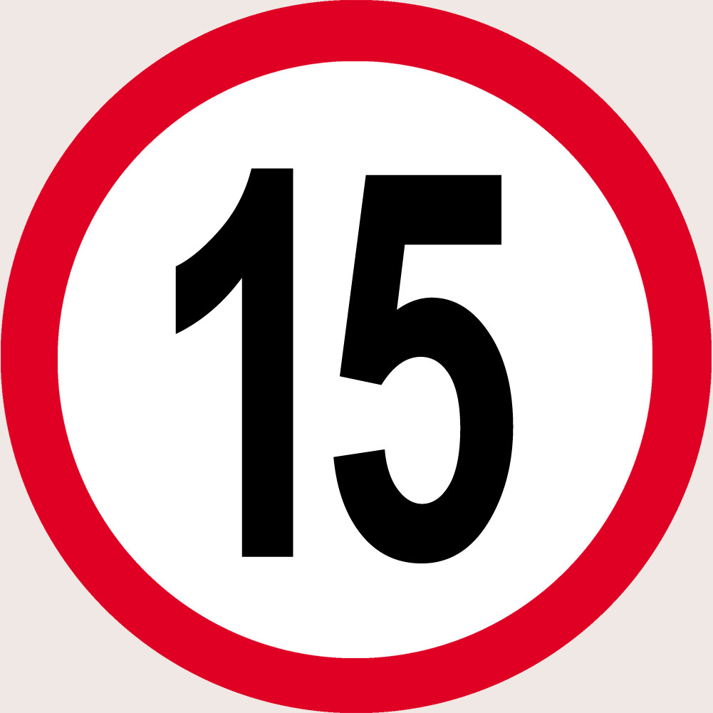 Disque de vitesse 15km/h rouge - 15cm - Sticker/autocollant