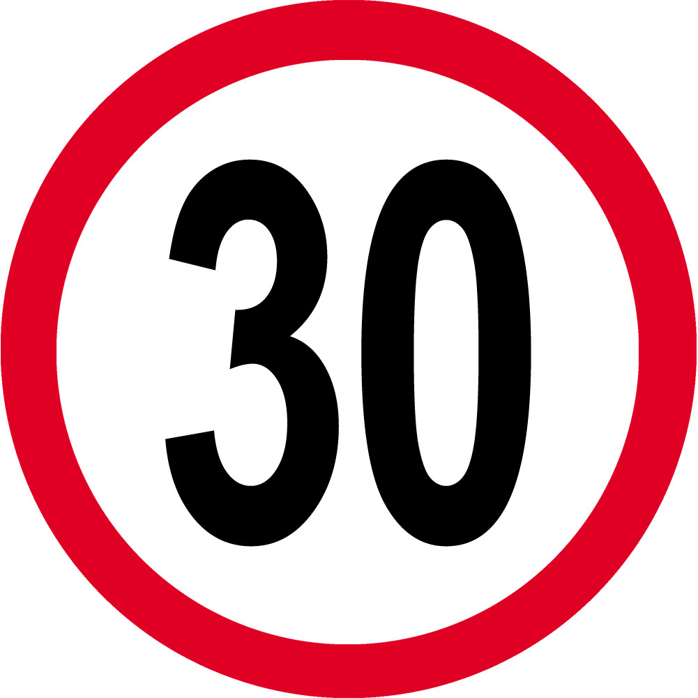 Disque de vitesse 30km/h rouge - 20cm - Sticker/autocollant