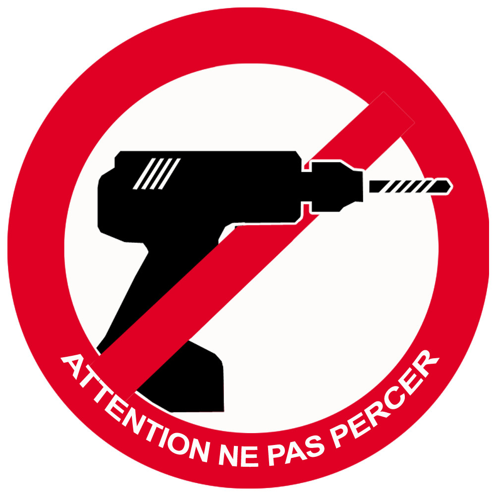 Attention ne pas percer - 7cm - Sticker/autocollant