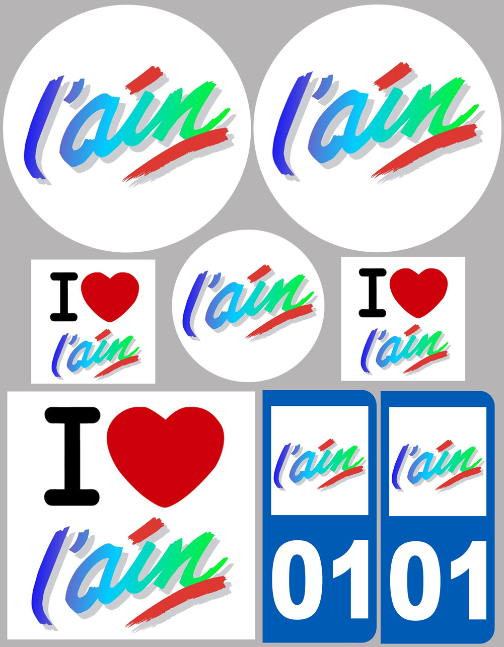 Ain - 8 autocollants variés - Sticker/autocollant