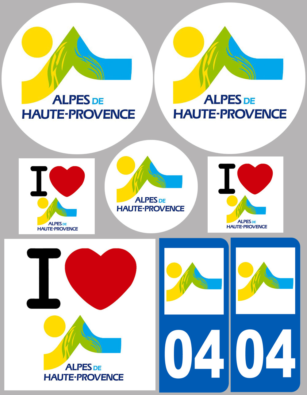 Alpes de Haute-Provence - 8 autocollants variés - Sticker/autocollant