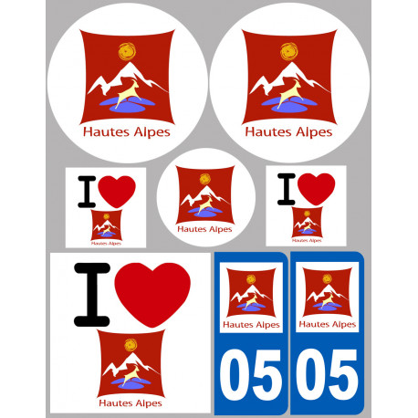 Département 05 Les Hautes Alpes - 8 autocollants variés - Sticker/autocollant