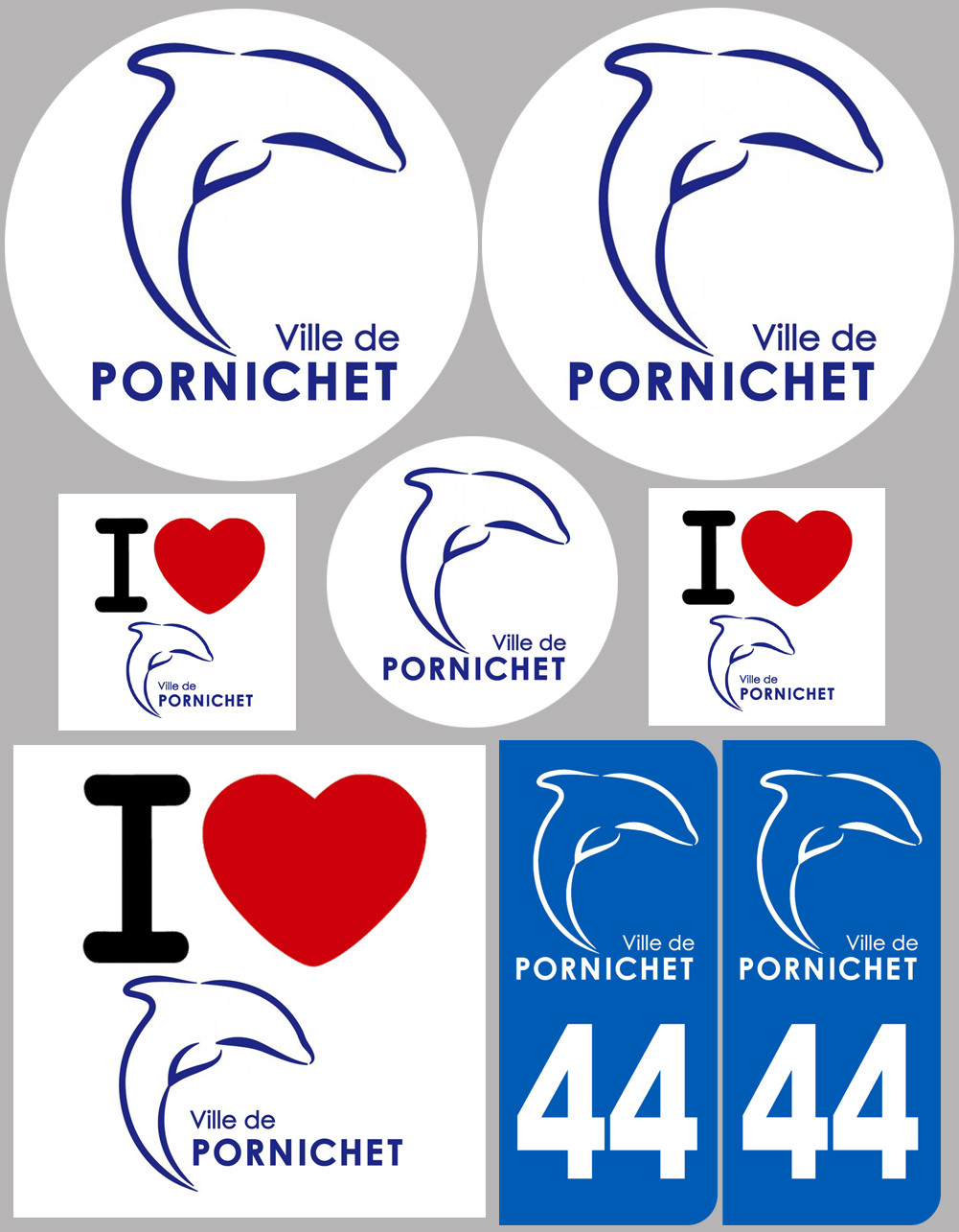 Pornichet - 8 autocollants variés - Sticker/autocollant