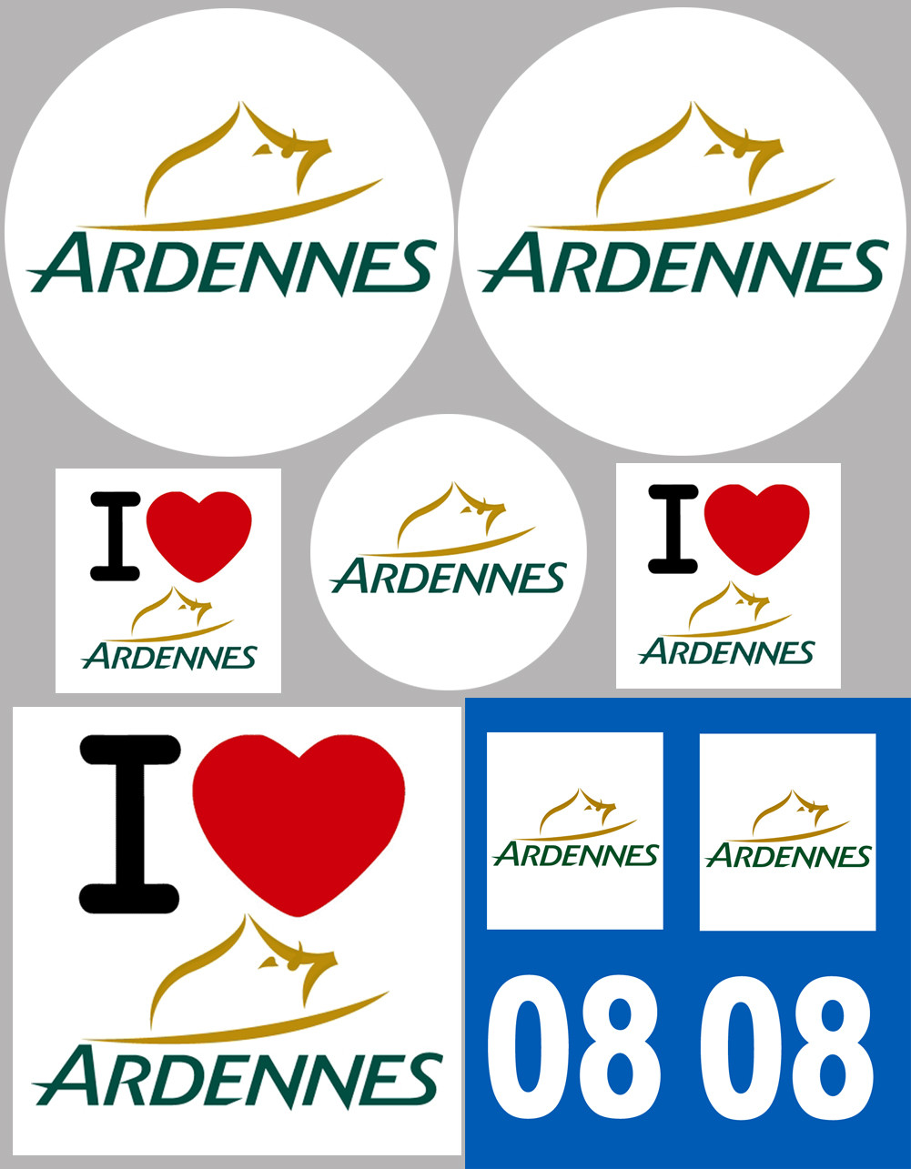 Ardennes - 8 autocollants variés - Sticker/autocollant