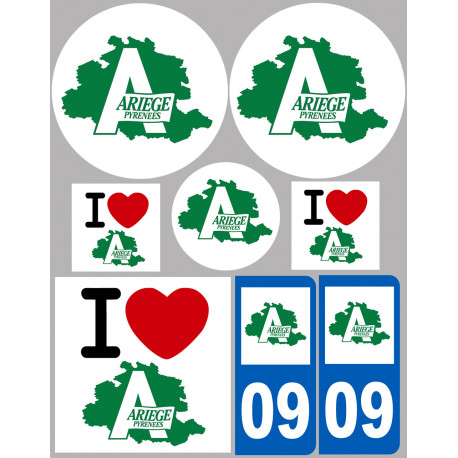 Ariège - 8 autocollants variés - Sticker/autocollant