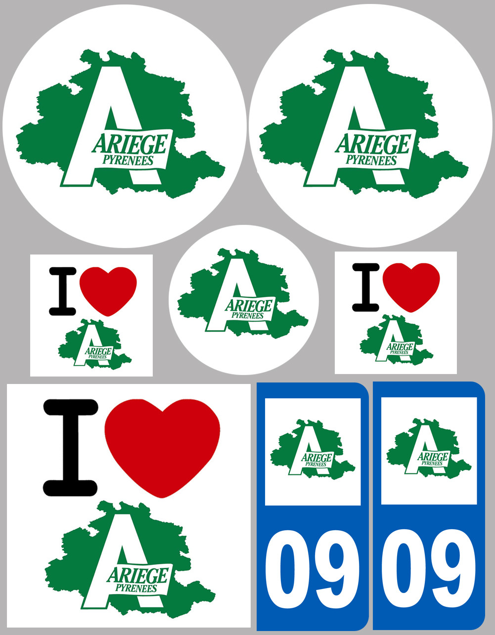 Ariège - 8 autocollants variés - Sticker/autocollant