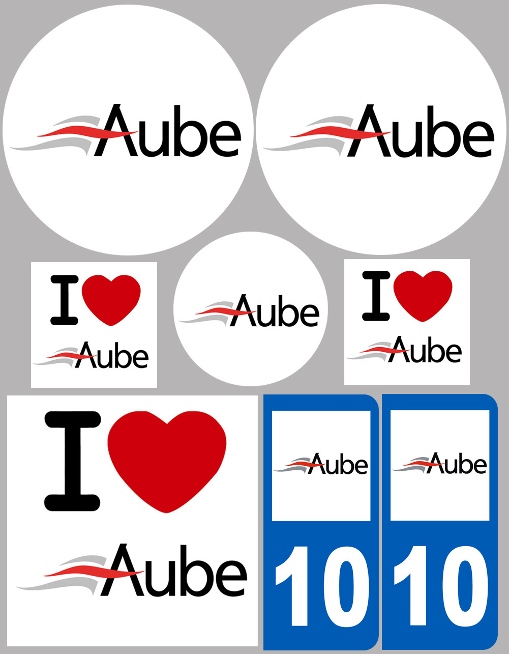 Aube - 8 autocollants variés - Sticker/autocollant