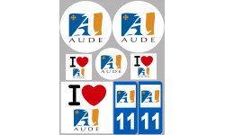 Aude - 8 autocollants variés - Sticker/autocollant