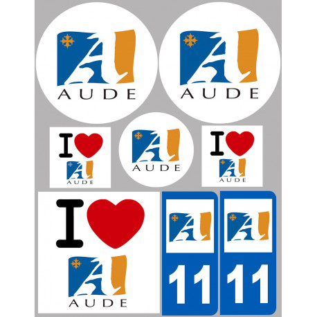 Aude - 8 autocollants variés - Sticker/autocollant