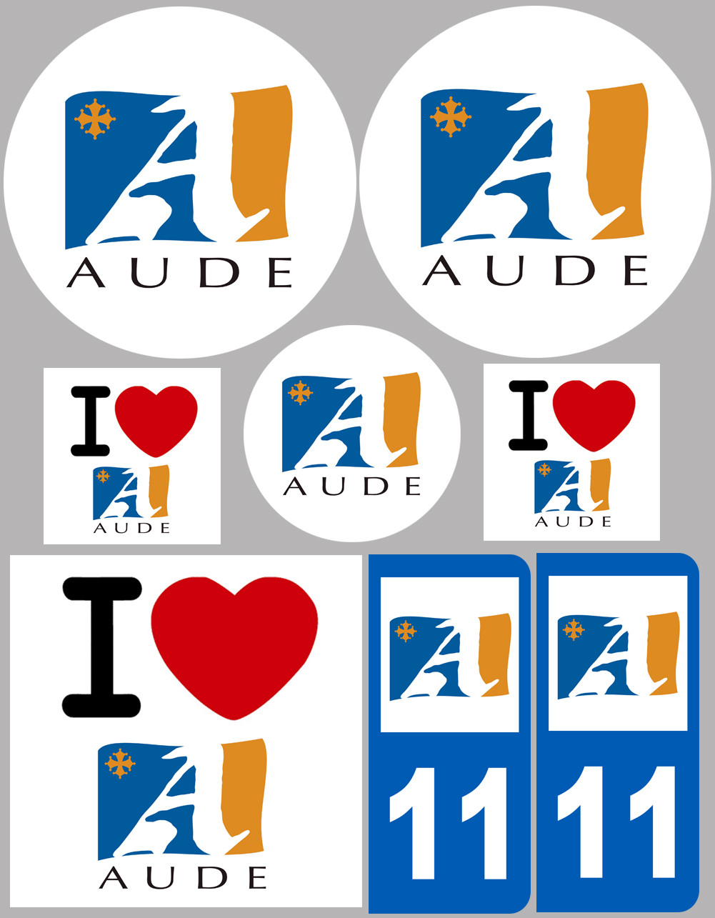 Aude - 8 autocollants variés - Sticker/autocollant