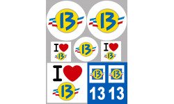 Département 13 Les Bouches du Rhône - 8 autocollants variés - Sticker/autocollant