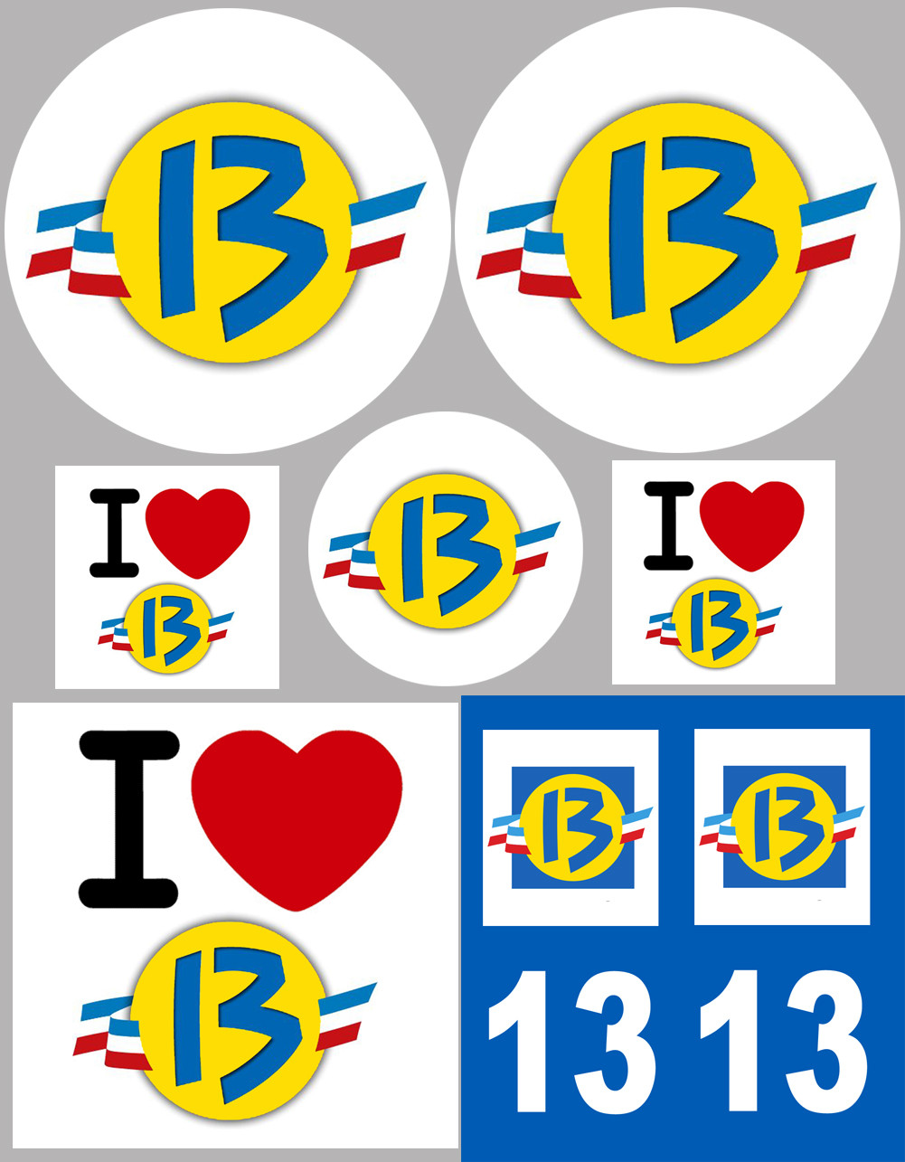 Bouches du Rhône - 8 autocollants variés - Sticker/autocollant