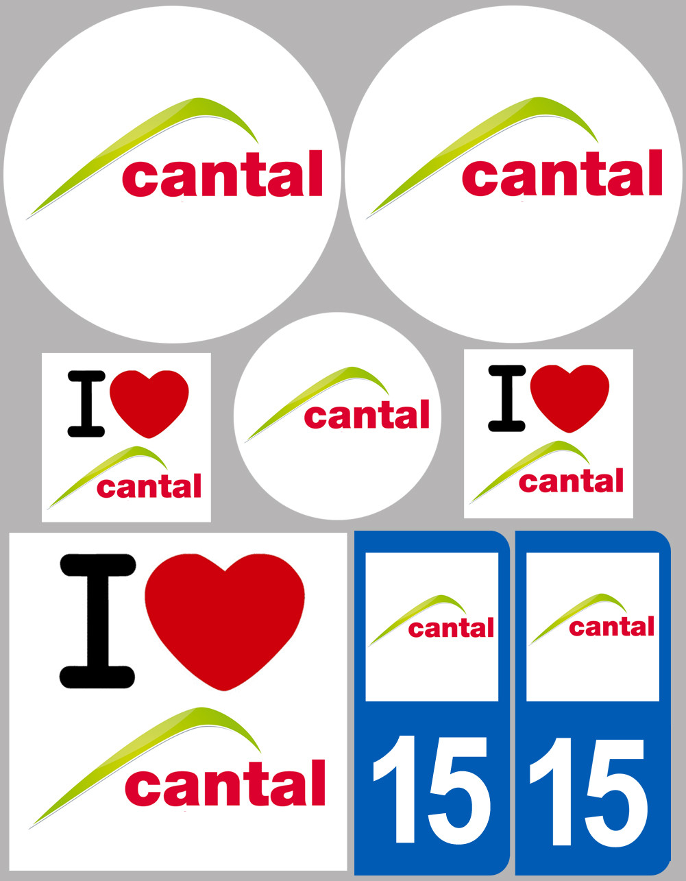 Cantal - 8 autocollants variés - Sticker/autocollant