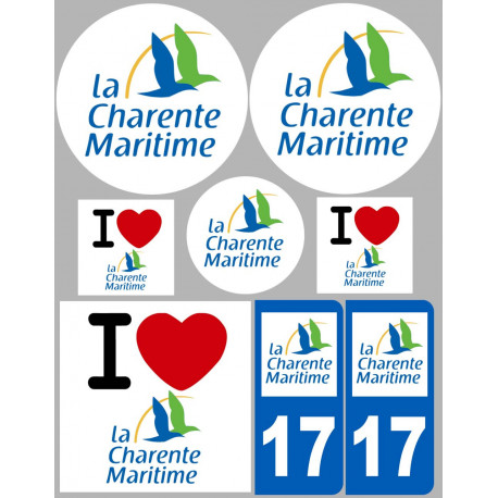 Charente Maritime - 8 autocollants variés - Sticker/autocollant