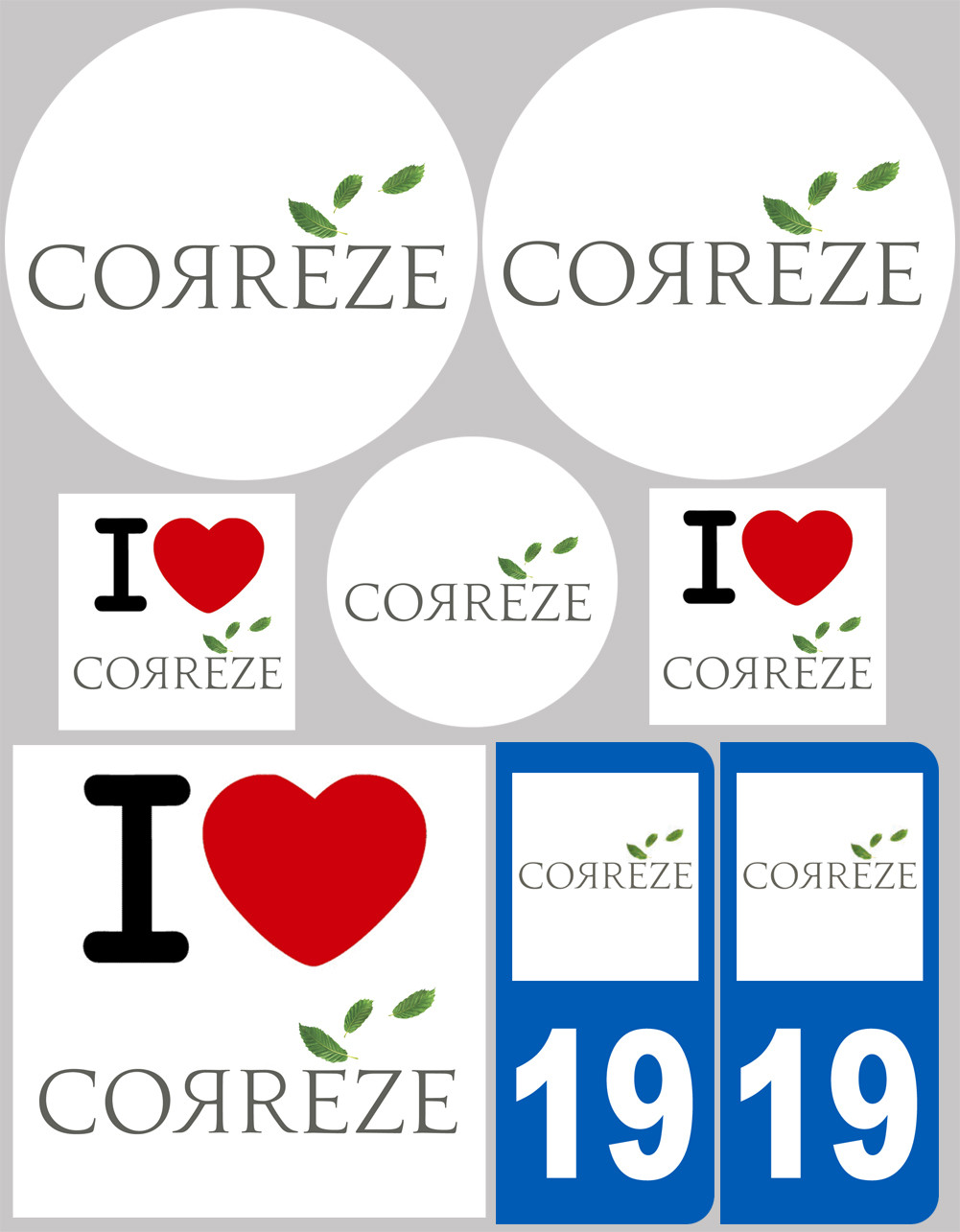 Corrèze - 8 autocollants variés - Sticker/autocollant