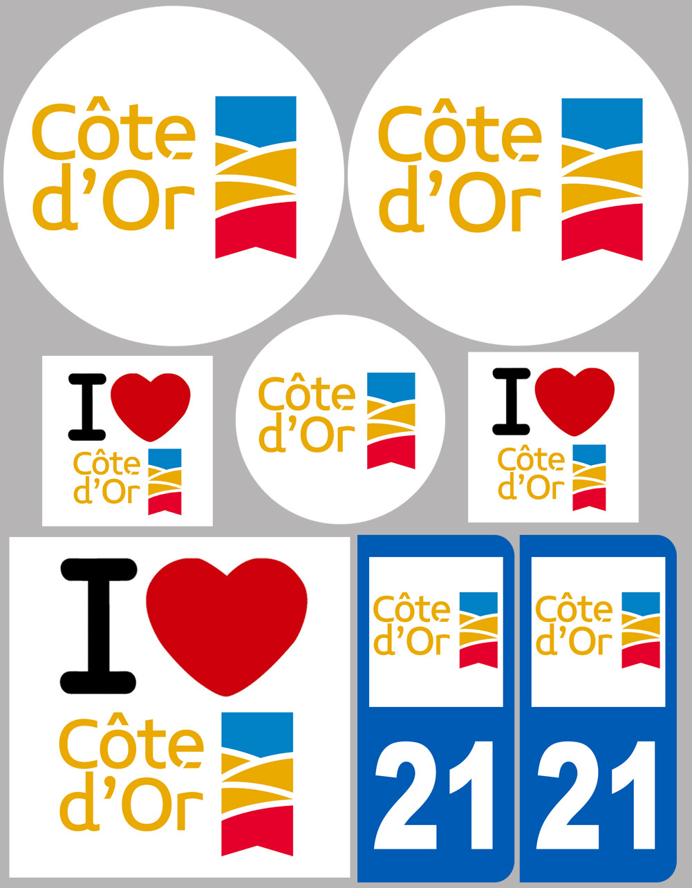 Côte d'Or - 8 autocollants variés - Sticker/autocollant