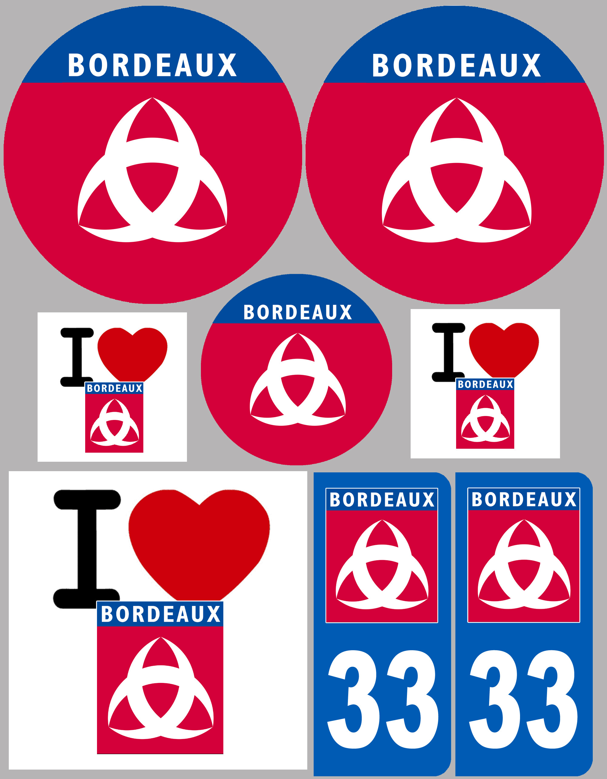 Bordeaux (8 autocollants variés) - Sticker/autocollant