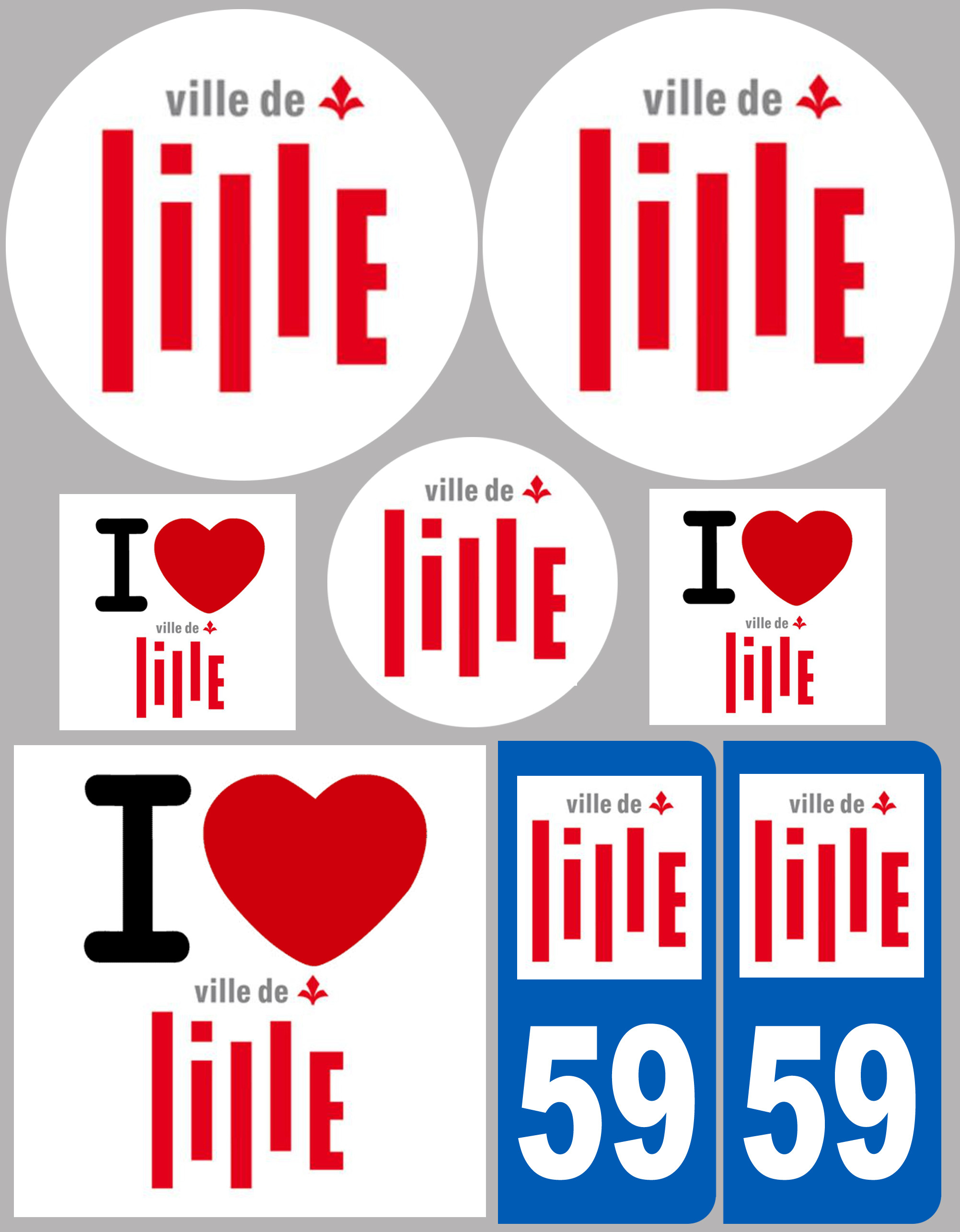 Lille (8 autocollants variés) - Sticker/autocollant