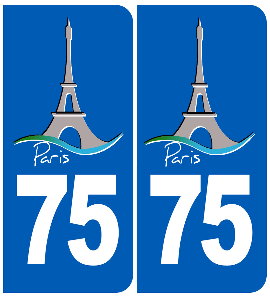 immatriculation 75 Tour Eiffel - Sticker/autocollant