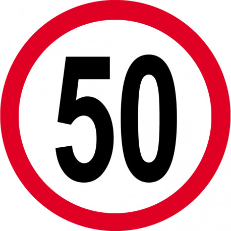 Disque de vitesse 50km/h rouge - 15cm - Sticker/autocollant