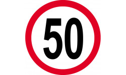 Disque de vitesse 50km/h rouge - 10cm - Sticker/autocollant