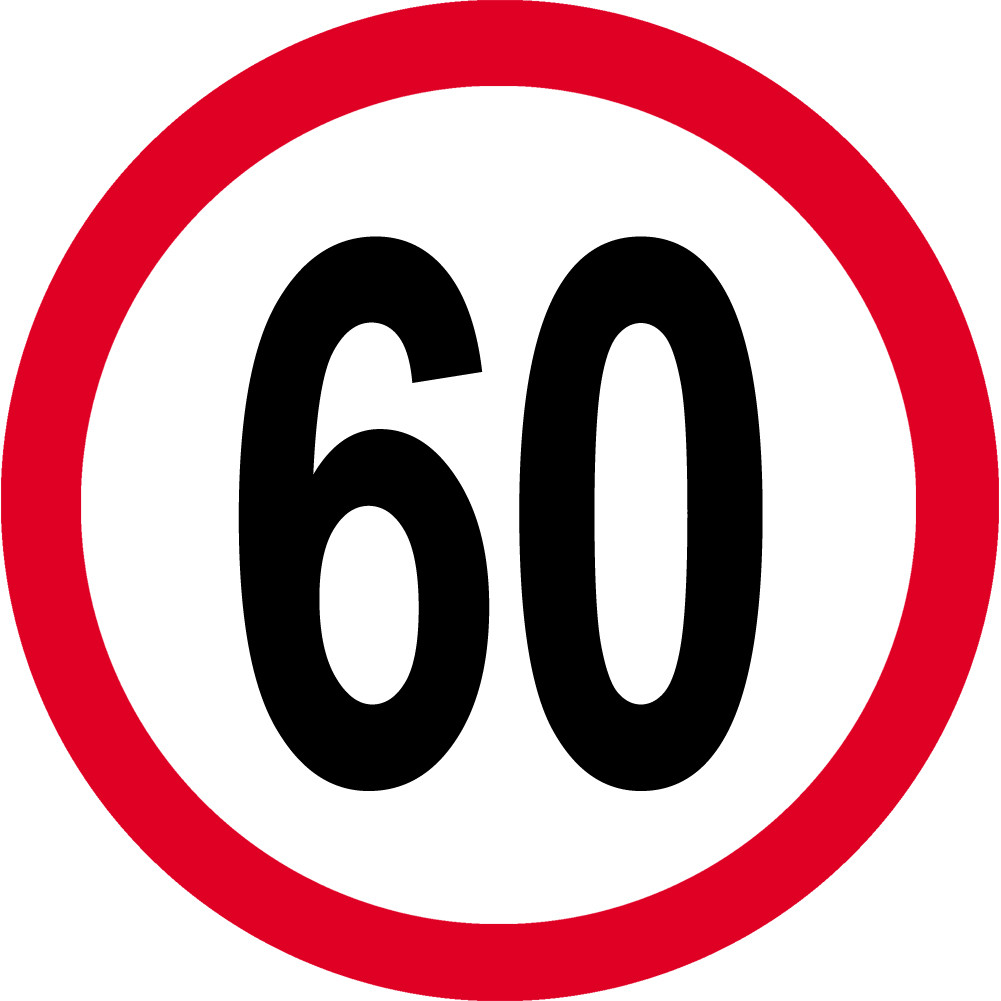 Disque de vitesse 60km/h rouge - 20cm - Sticker/autocollant