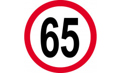 Disque de vitesse 65km/h rouge - 20cm - Sticker/autocollant