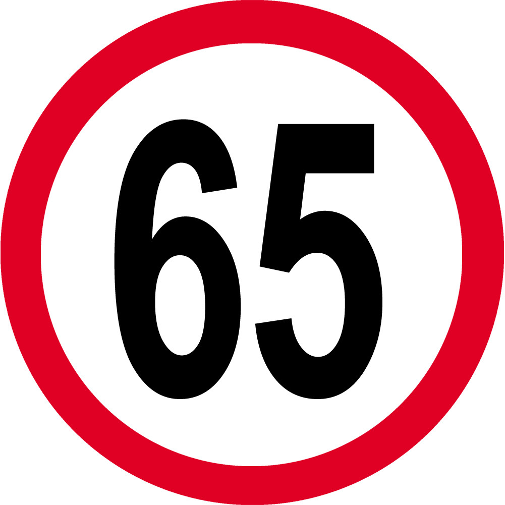 Disque de vitesse 65km/h rouge - 20cm - Sticker/autocollant