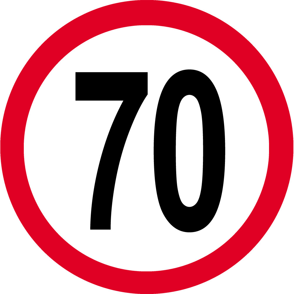 Disque de vitesse 70km/h rouge - 20cm - Sticker/autocollant