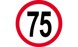 Disque de vitesse 75km/h rouge - 20cm - Sticker/autocollant