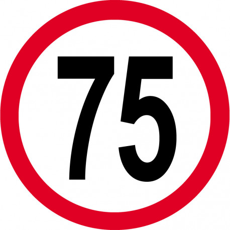 Disque de vitesse 75km/h rouge - 15cm - Sticker/autocollant