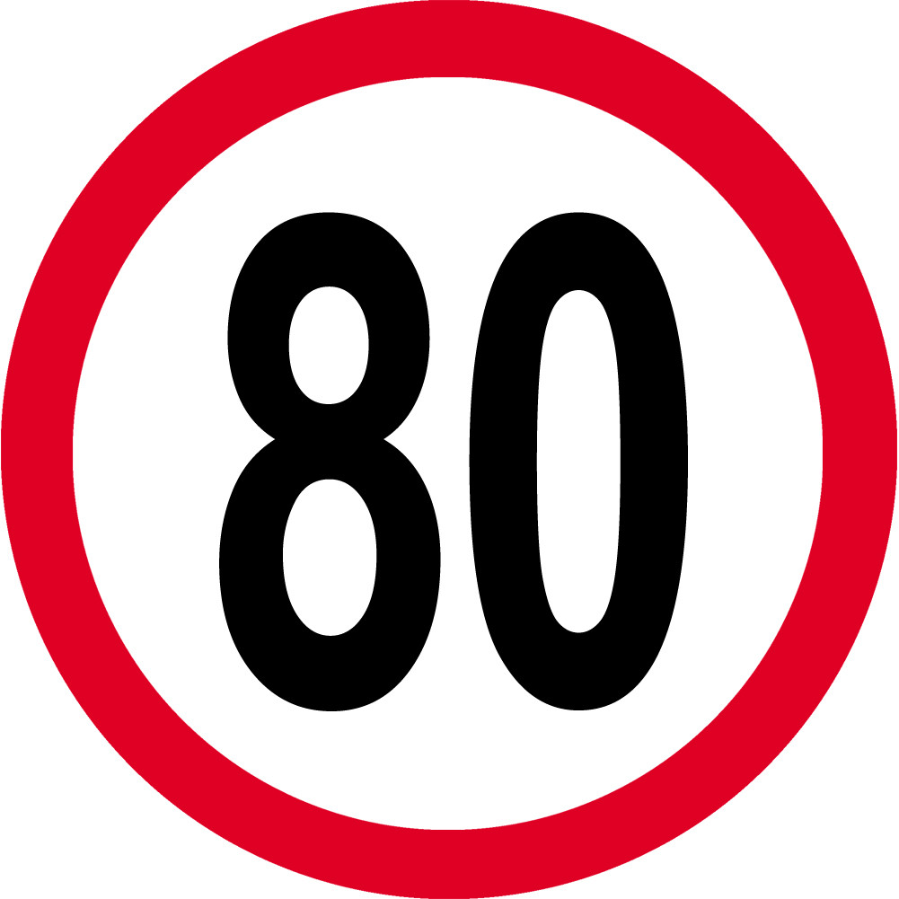 Disque de vitesse 80km/h rouge - 20cm - Sticker/autocollant