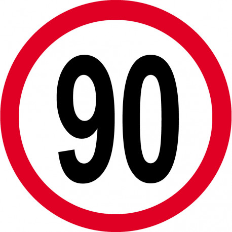 Disque de vitesse 90km/h rouge - 20cm - Sticker/autocollant