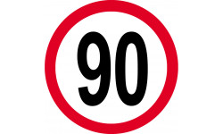 Disque de vitesse 90km/h rouge - 15cm - Sticker/autocollant