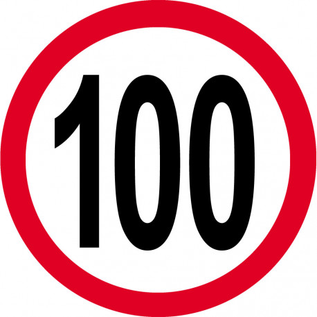 Disque de vitesse 100km/h rouge - 15cm - Sticker/autocollant