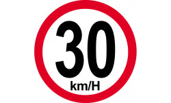 Disque de vitesse 30Km/H bord rouge - 20cm - Sticker/autocollant